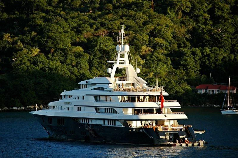 a large white boat on the water aboard FREEDOM Yacht for Sale