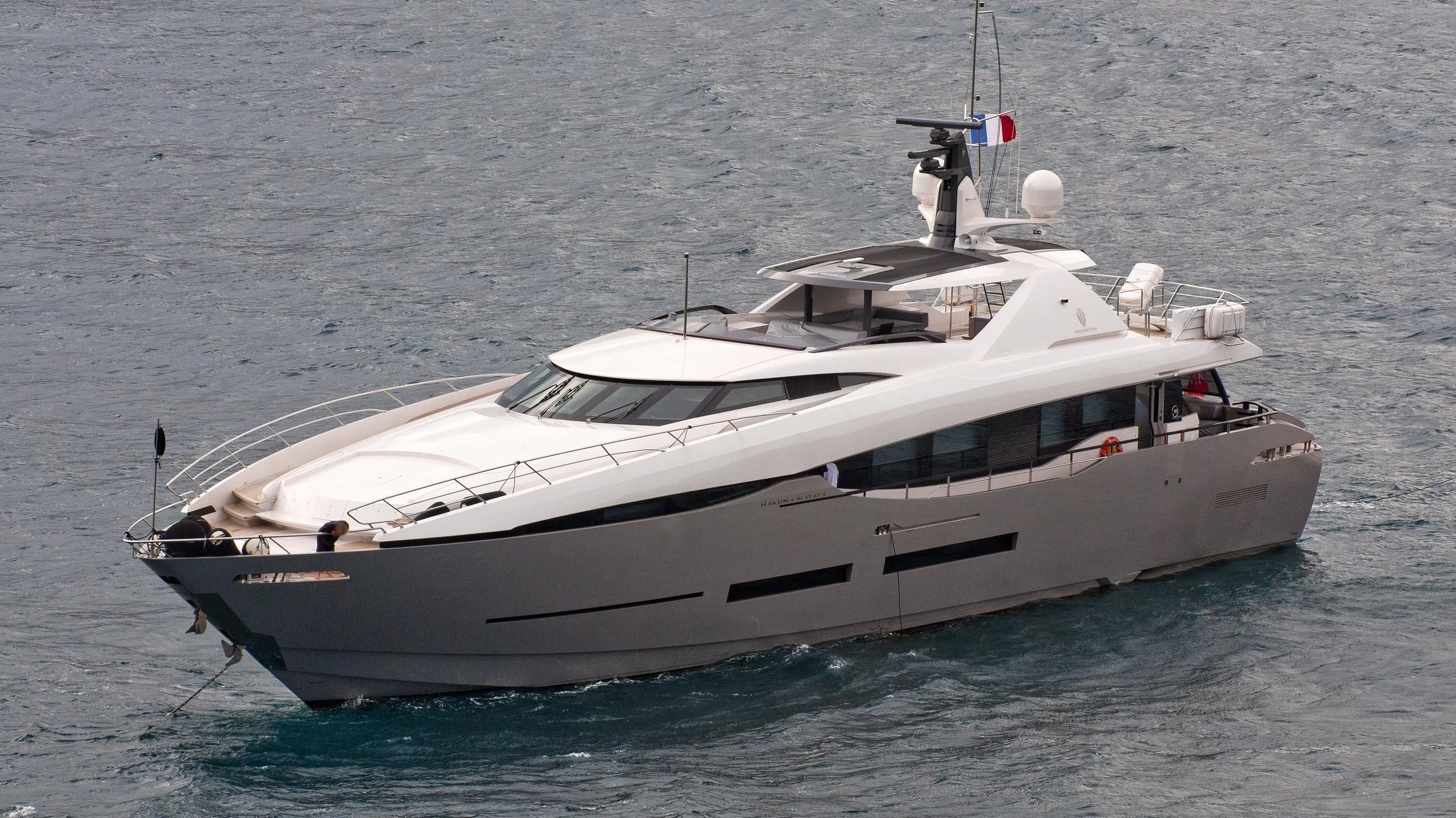 a white boat in the water aboard SAFFURIYA Yacht for Sale