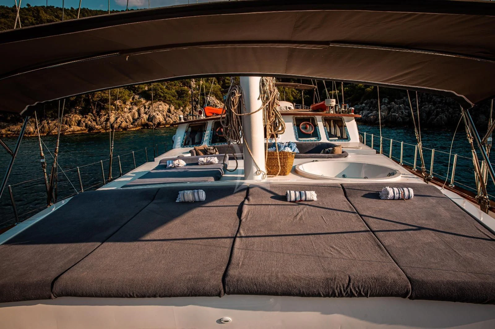 a boat on a dock aboard NAUTILUS Yacht for Sale