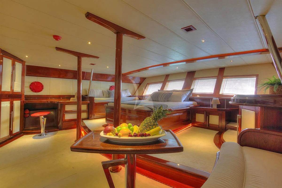 a room with a table and chairs aboard NAUTILUS Yacht for Sale