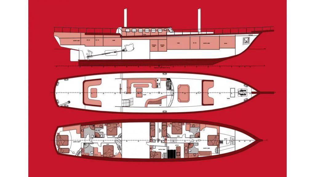 diagram, engineering drawing aboard NAUTILUS Yacht for Sale