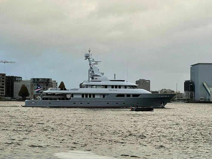 a boat in the water aboard TRITON Yacht for Sale