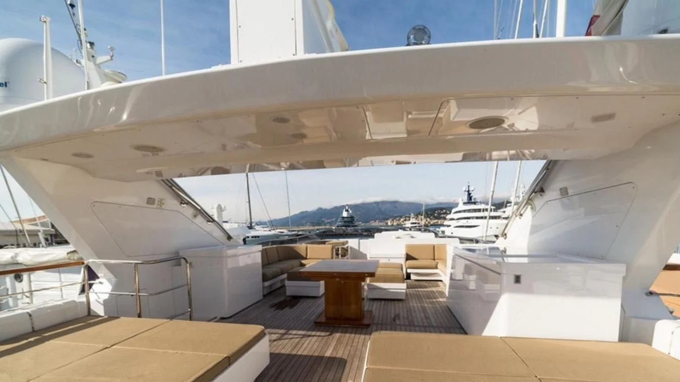 a large white ship in a museum aboard TRITON Yacht for Sale