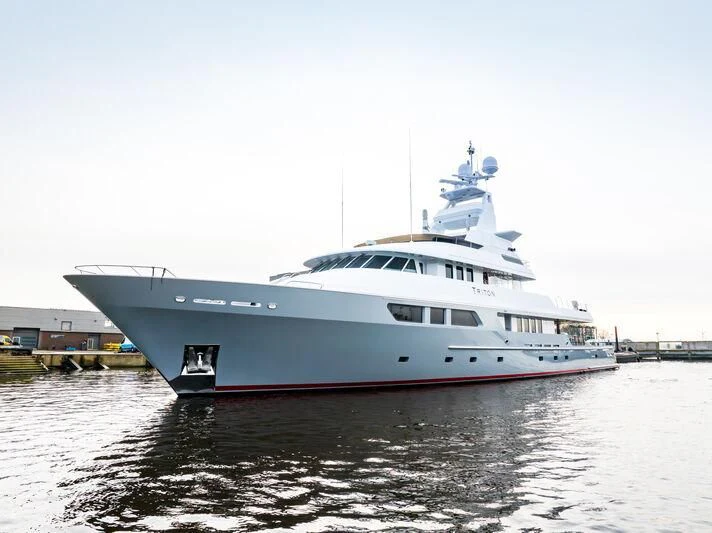 a large white boat aboard TRITON Yacht for Sale