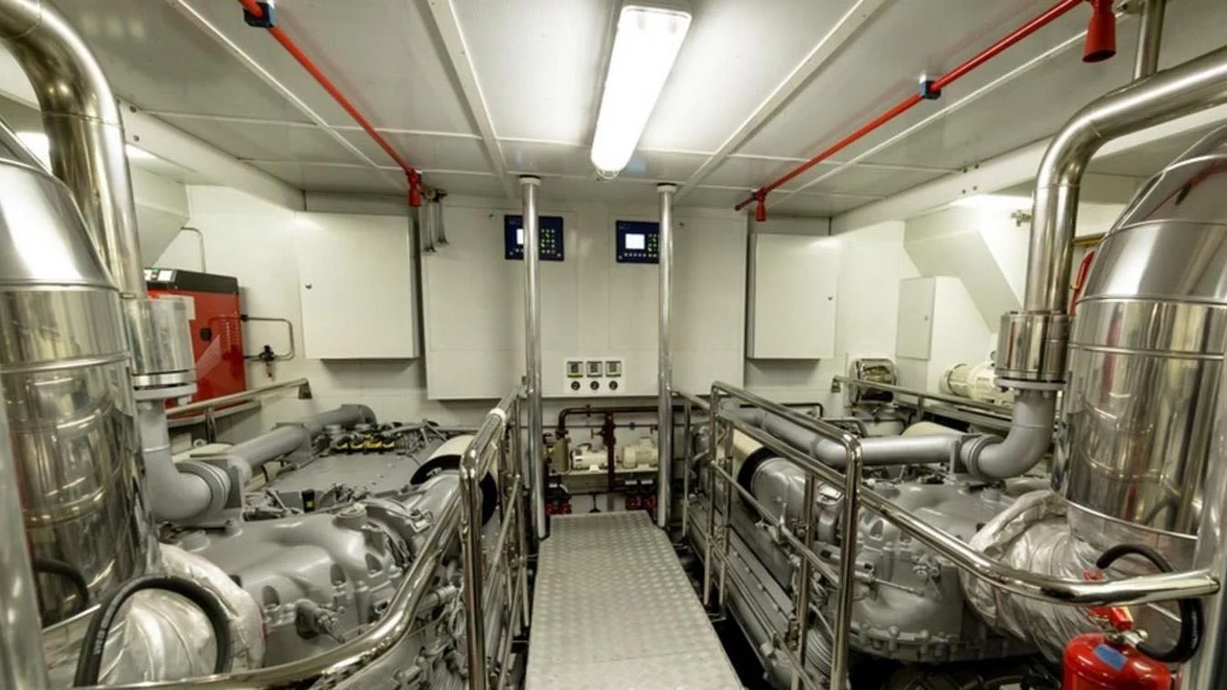 a room with machinery aboard TRITON Yacht for Sale