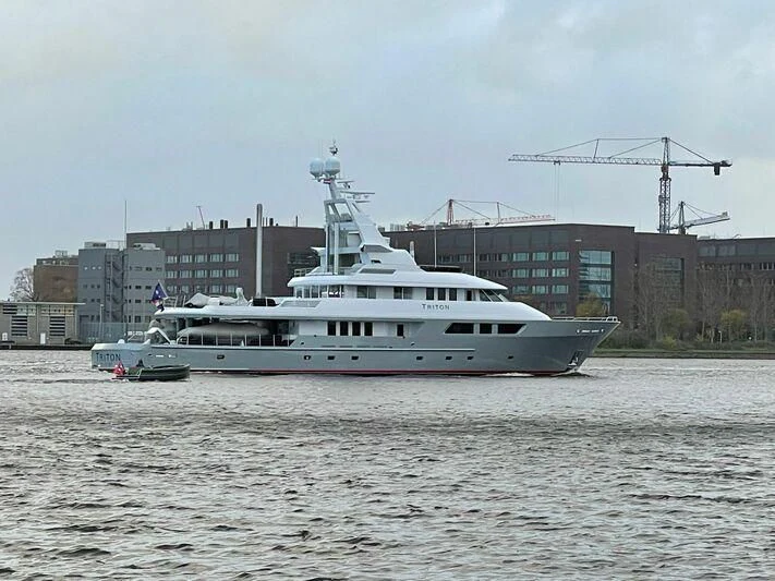a boat in the water aboard TRITON Yacht for Sale