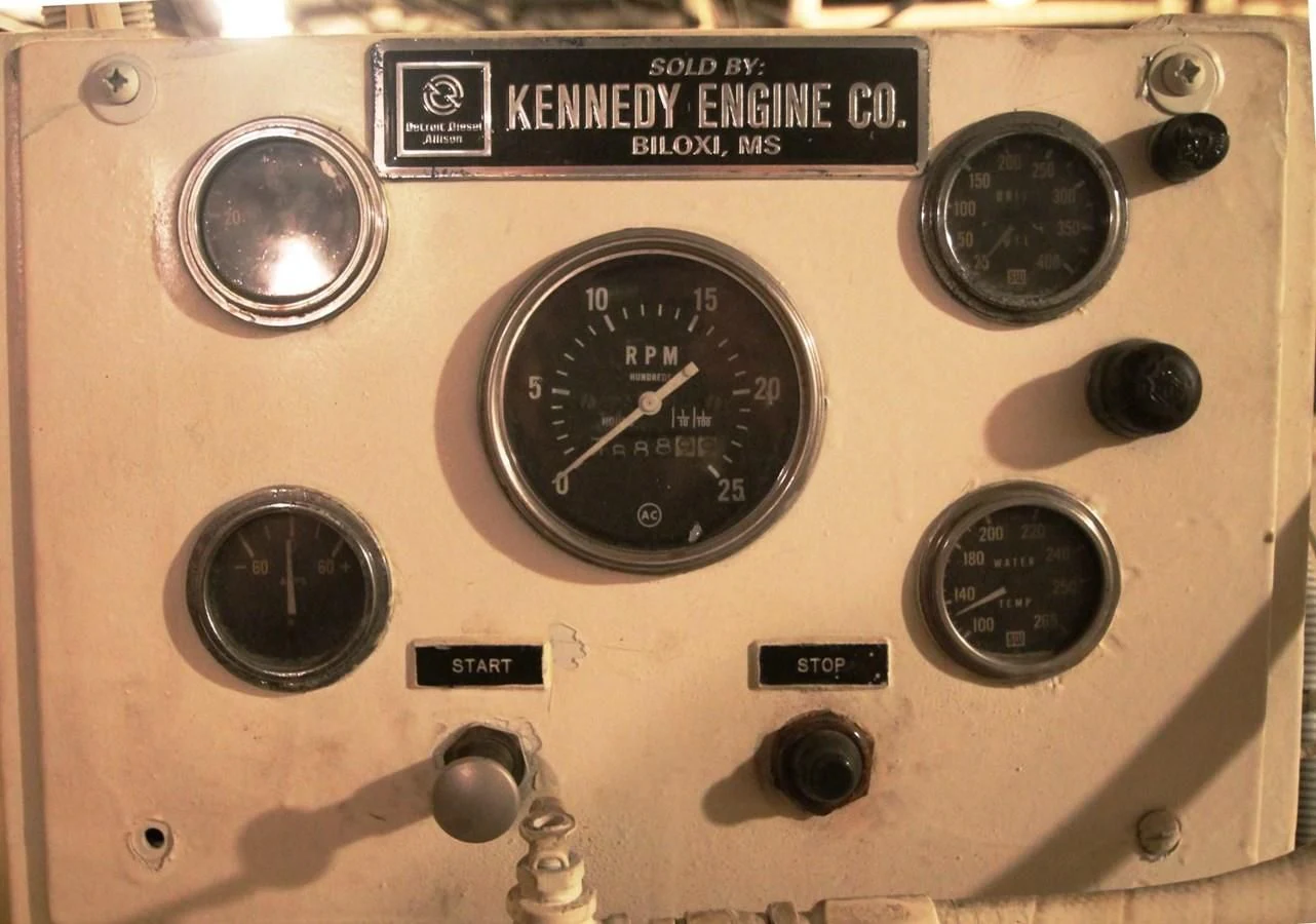 a gauge on a piece of wood aboard ENCHANTRESS Yacht for Sale