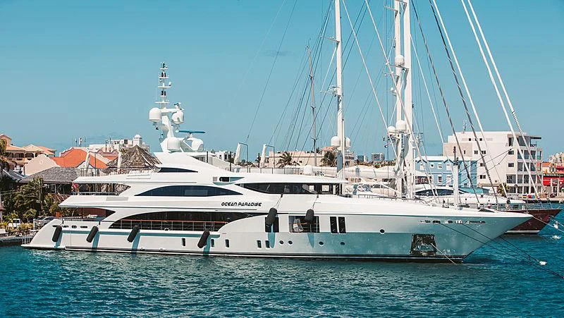 a boat in the water aboard OCEAN PARADISE Yacht for Sale