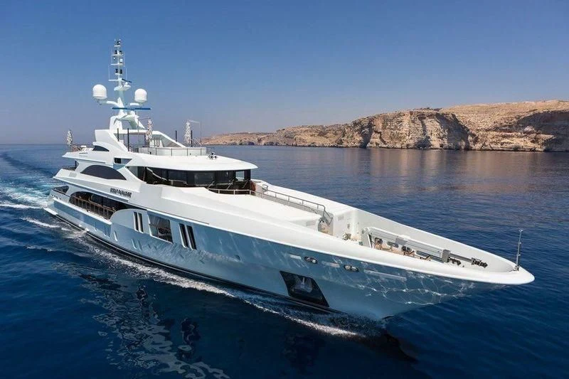 a white yacht in the water aboard OCEAN PARADISE Yacht for Sale