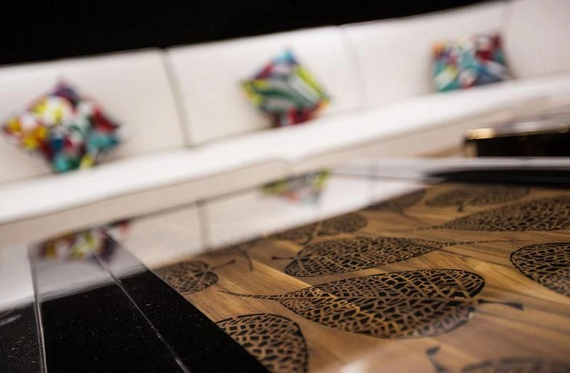 a close-up of a table aboard OCEAN PARADISE Yacht for Sale