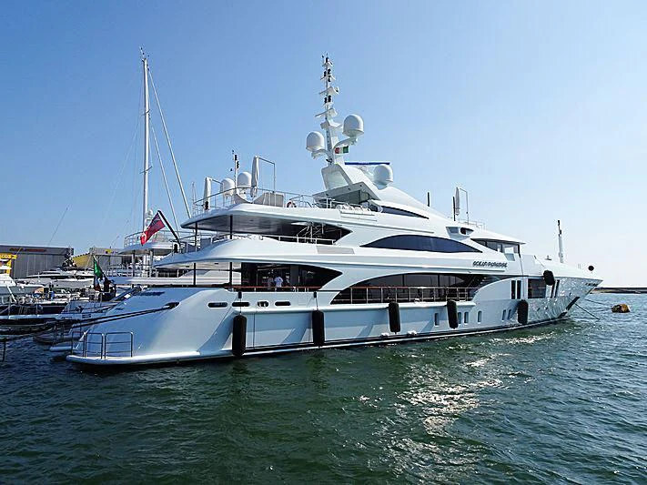 a large white boat in the water aboard OCEAN PARADISE Yacht for Sale