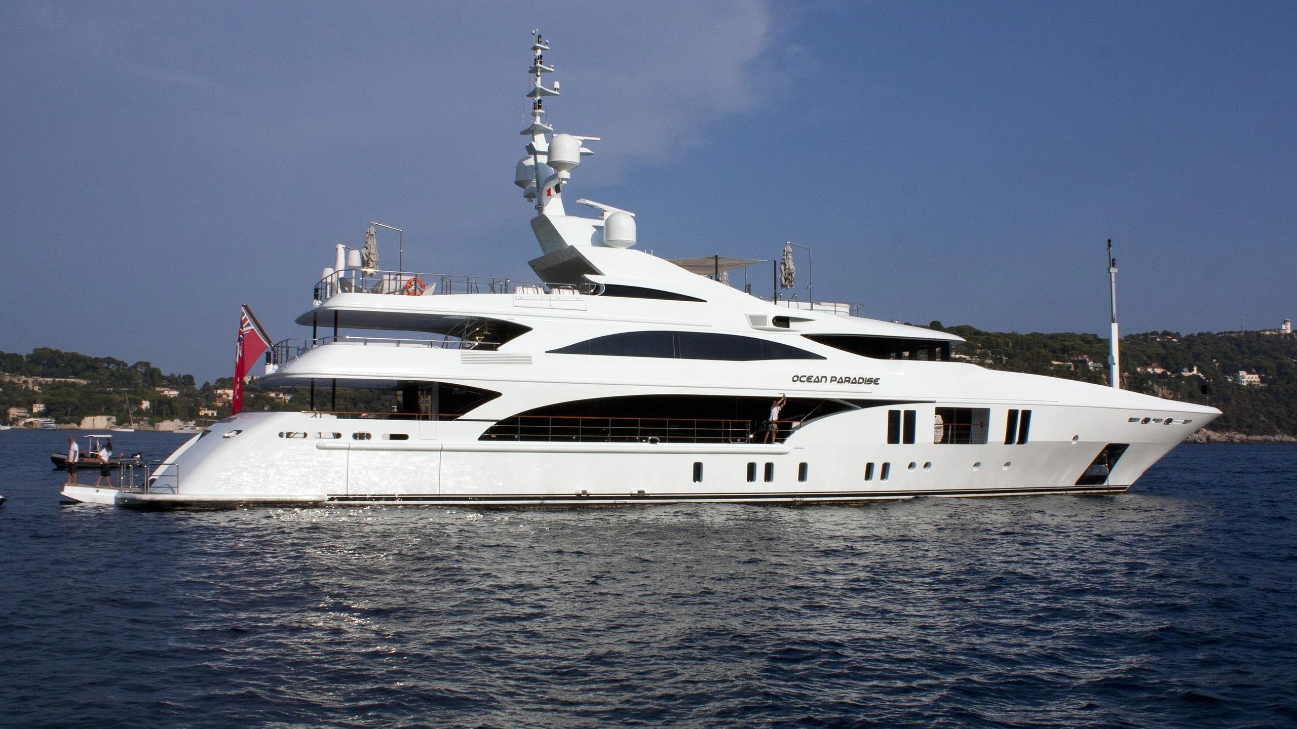 a large white yacht aboard OCEAN PARADISE Yacht for Sale
