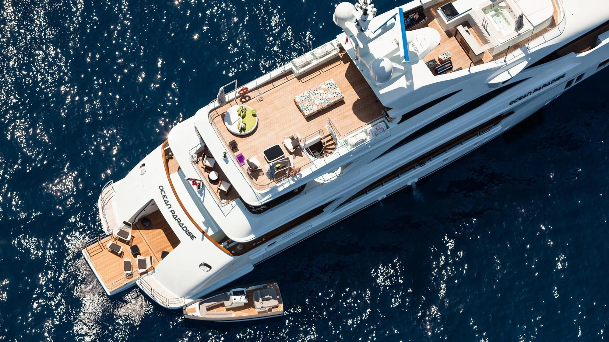 a high angle view of a ship aboard OCEAN PARADISE Yacht for Sale