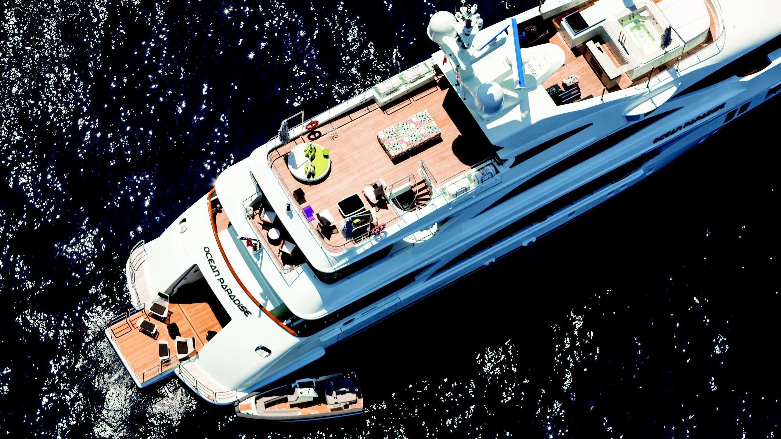 a boat on the water aboard OCEAN PARADISE Yacht for Sale