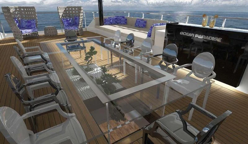 a boat on the water aboard OCEAN PARADISE Yacht for Sale