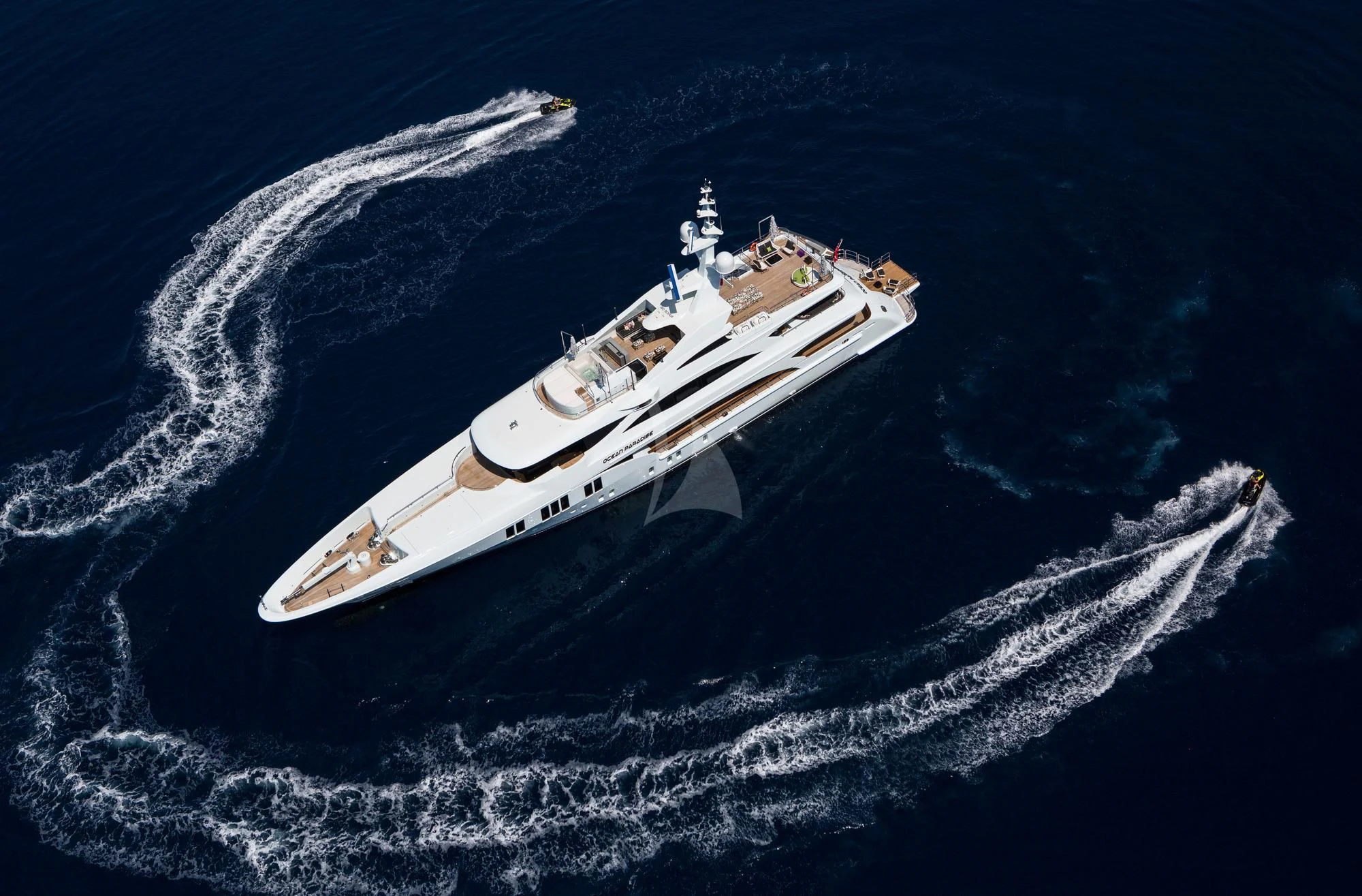 a high angle view of a ship aboard OCEAN PARADISE Yacht for Sale