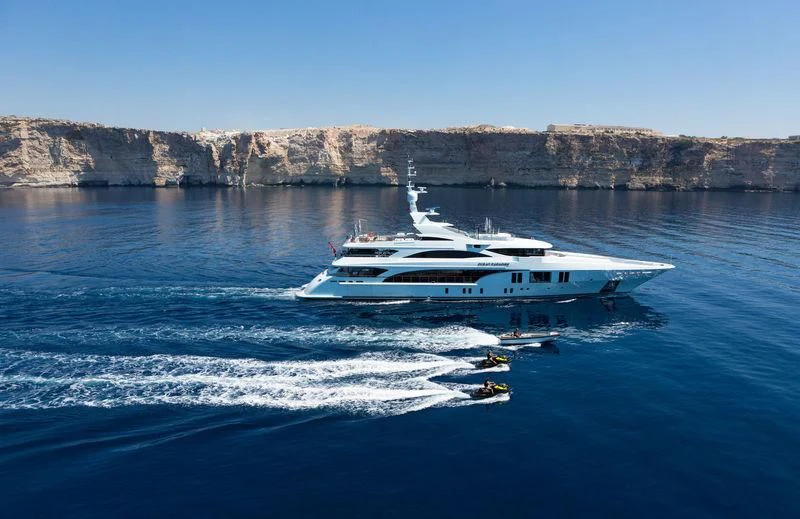 a boat on the water aboard OCEAN PARADISE Yacht for Sale