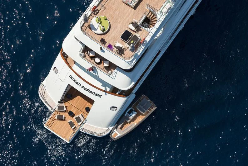 a model of a ship aboard OCEAN PARADISE Yacht for Sale