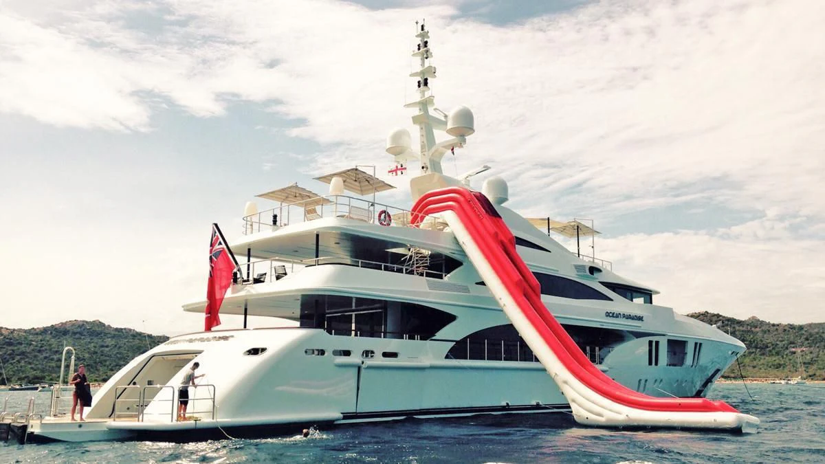 a large white boat aboard OCEAN PARADISE Yacht for Sale