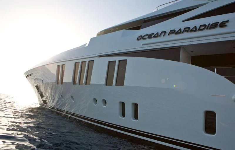 a boat on the water aboard OCEAN PARADISE Yacht for Sale