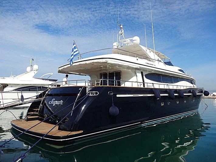 a boat in the water aboard SUGAR Yacht for Sale