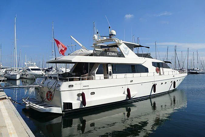 a boat in the water aboard TIENNA Yacht for Sale