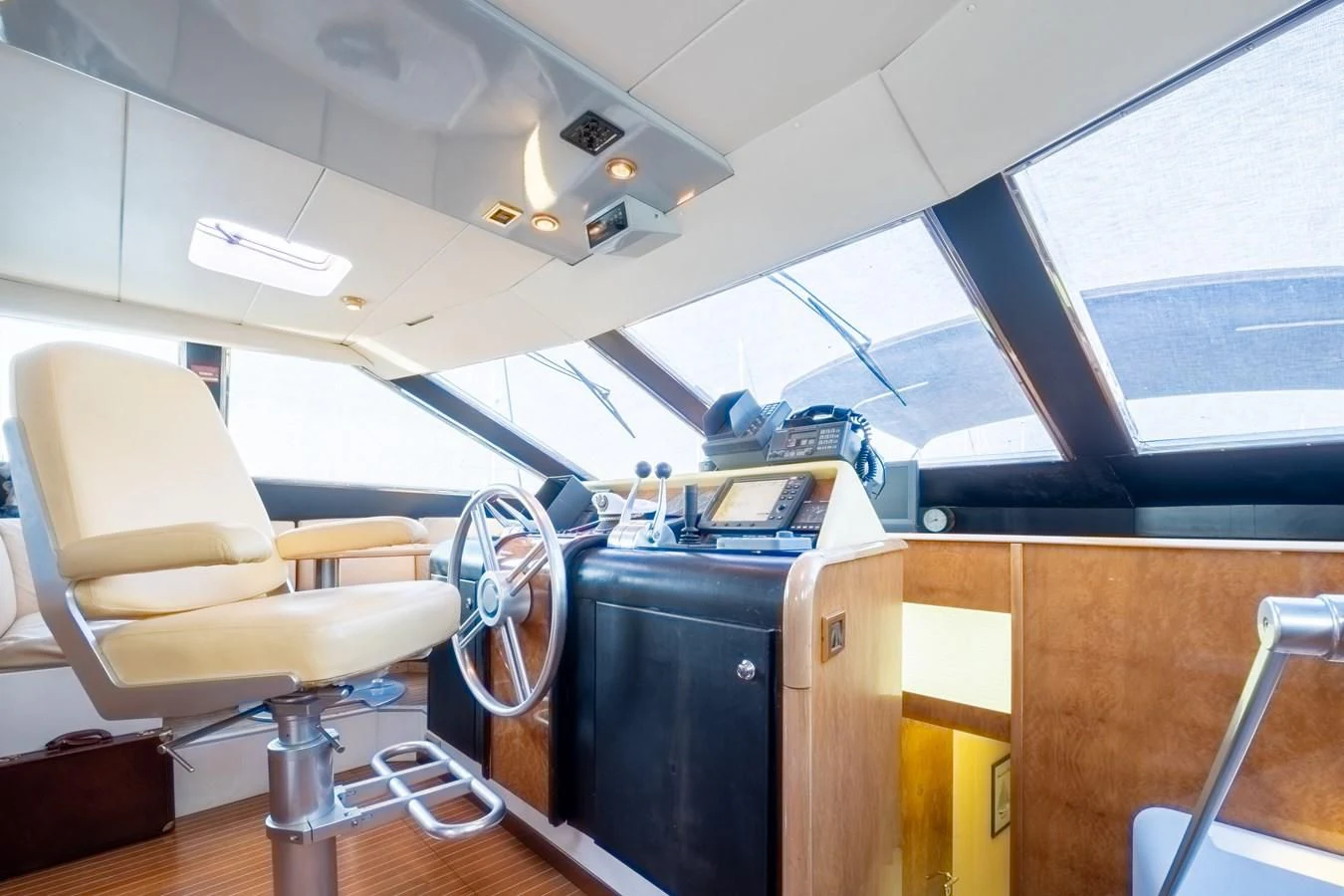 a room with luggage and a chair aboard TIENNA Yacht for Sale