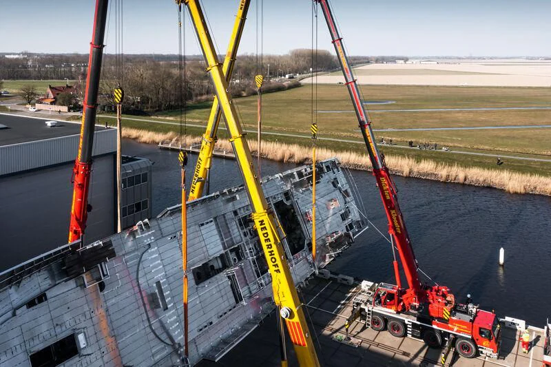 a large crane on a construction site aboard SPECIAL ONE Yacht for Sale