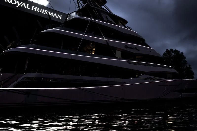 a black and white yacht aboard SPECIAL ONE Yacht for Sale
