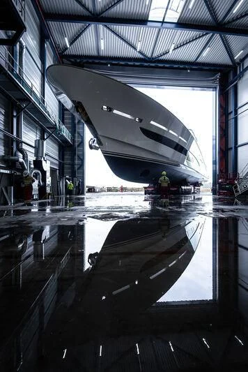 a large building with a large glass ceiling aboard SPECIAL ONE Yacht for Sale