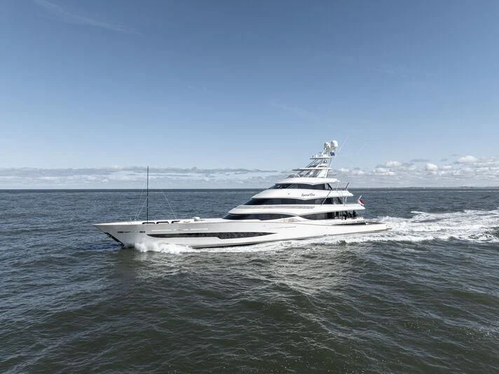 a white boat in the water aboard SPECIAL ONE Yacht for Sale