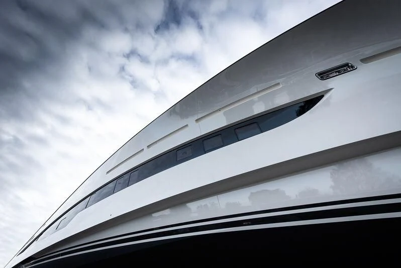 a close-up of a white airplane aboard SPECIAL ONE Yacht for Sale