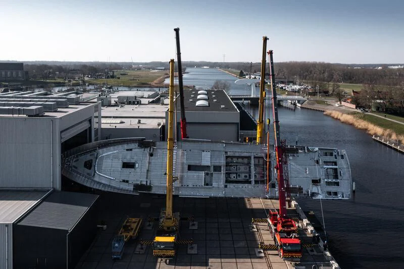 a large white ship docked aboard SPECIAL ONE Yacht for Sale