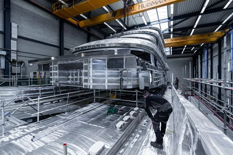 a person in a warehouse aboard SPECIAL ONE Yacht for Sale