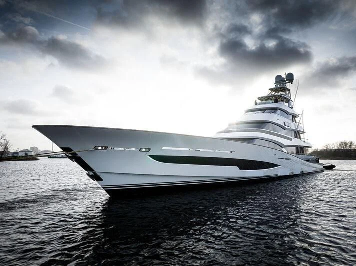 a white yacht on the water aboard SPECIAL ONE Yacht for Sale