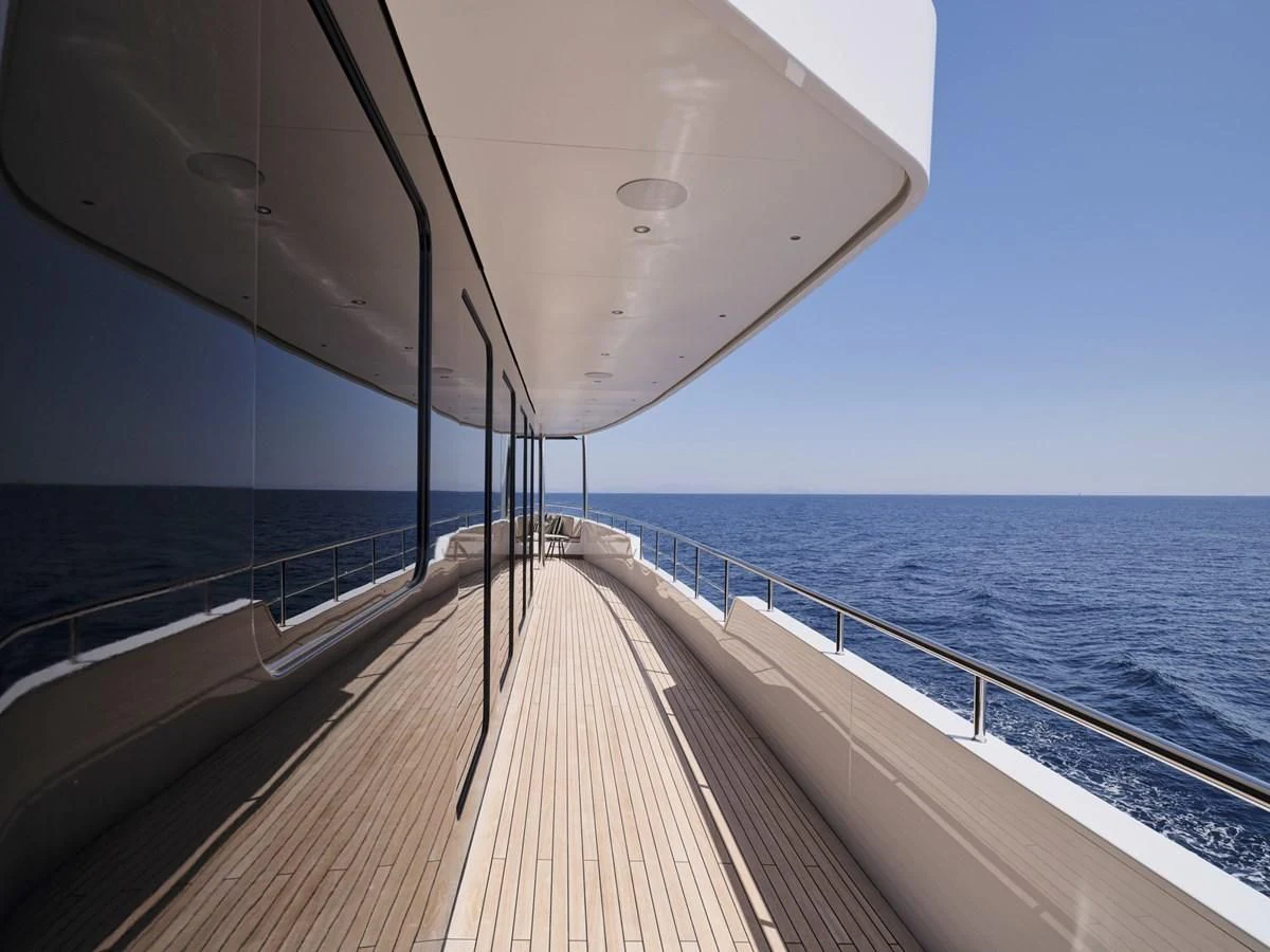 a boat on the water aboard OMNIA Yacht for Sale