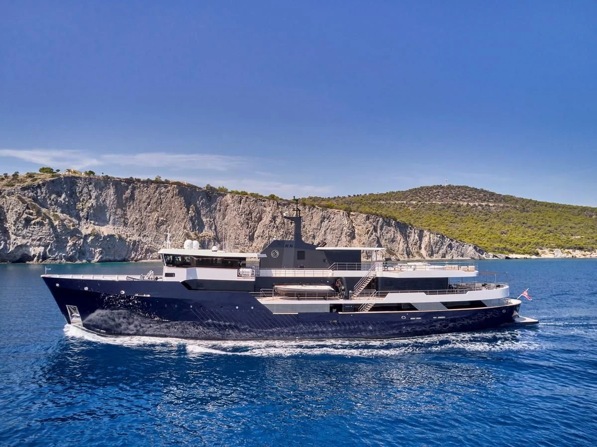 a boat on the water aboard OMNIA Yacht for Sale