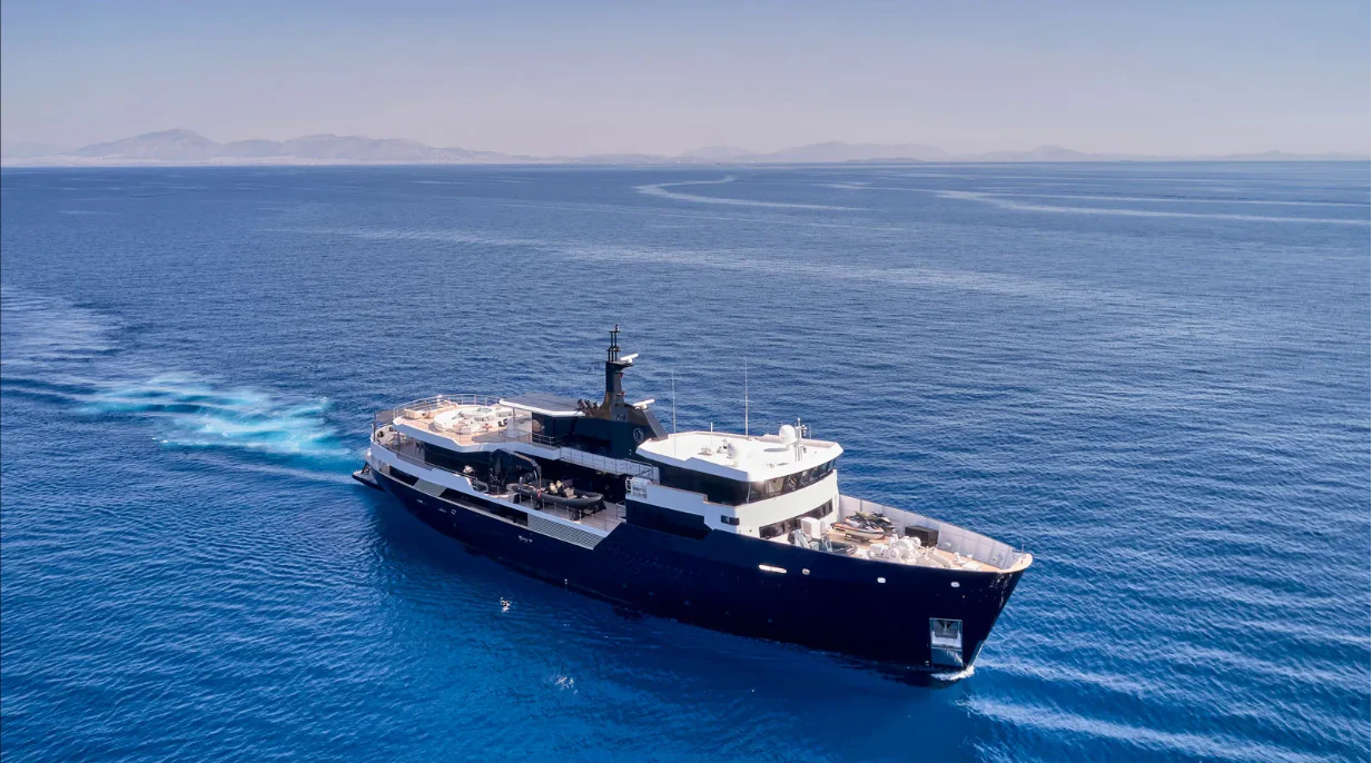 a boat in the water aboard OMNIA Yacht for Sale