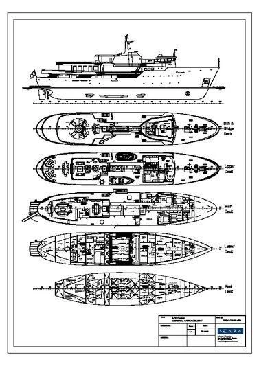 diagram, engineering drawing aboard OMNIA Yacht for Sale