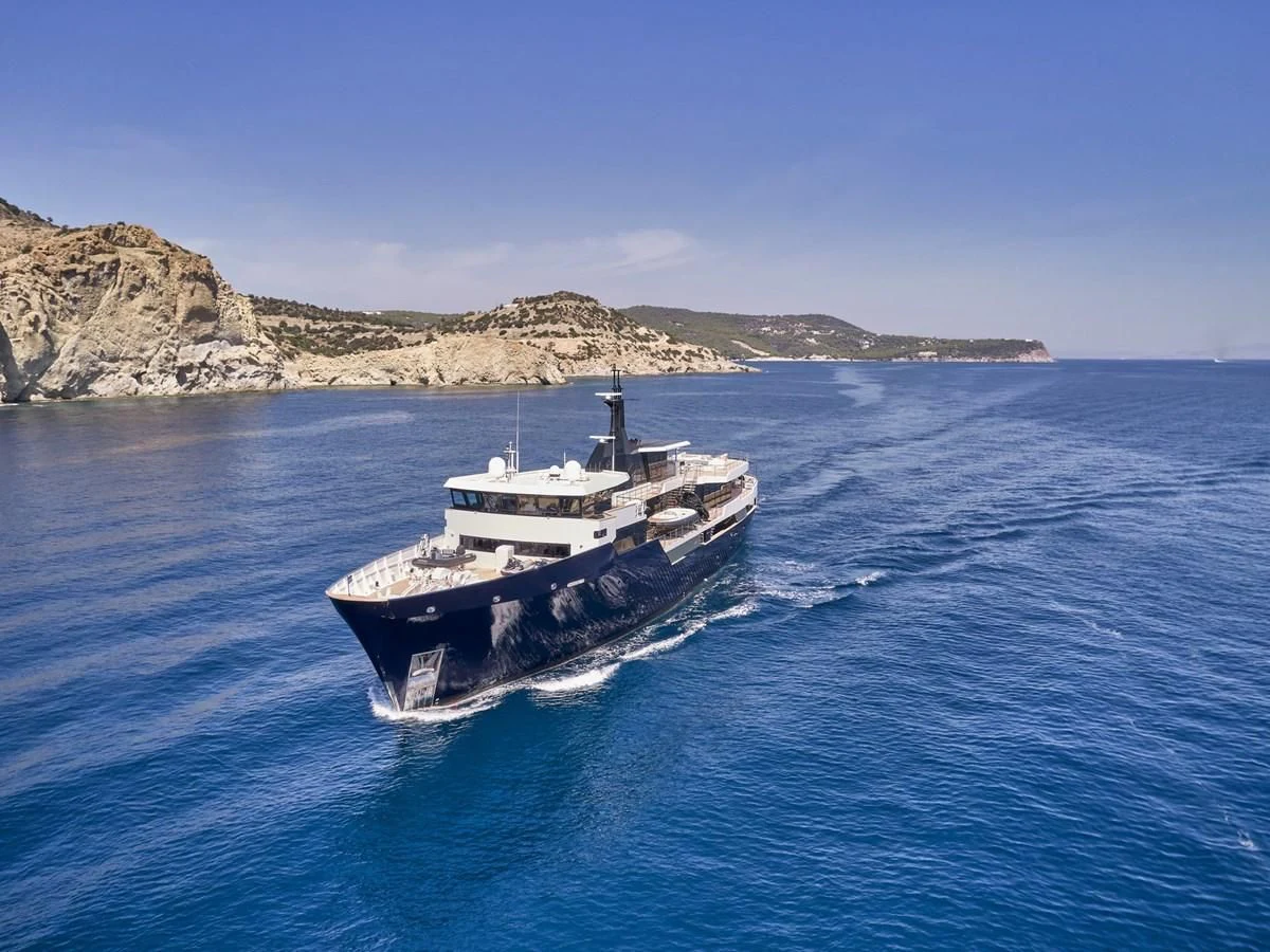 a boat in the water aboard OMNIA Yacht for Sale