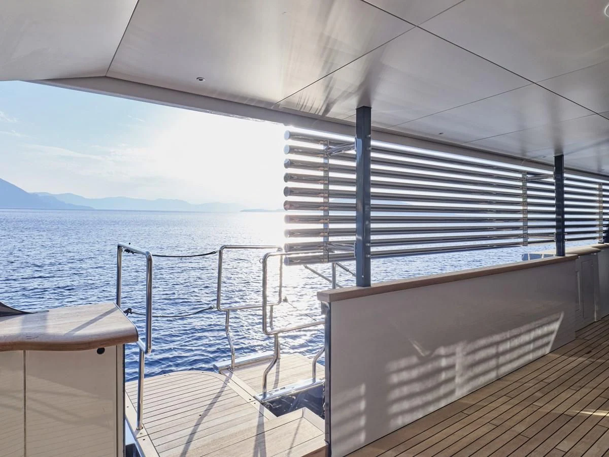 a boat on the water aboard OMNIA Yacht for Sale