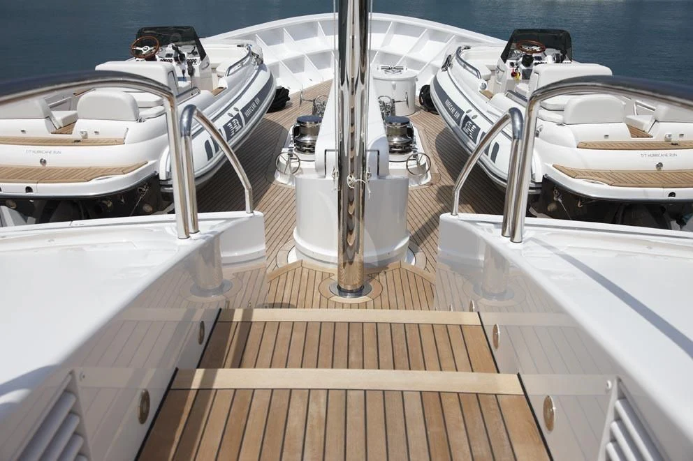 a boat on a deck aboard HURRICANE RUN Yacht for Charter