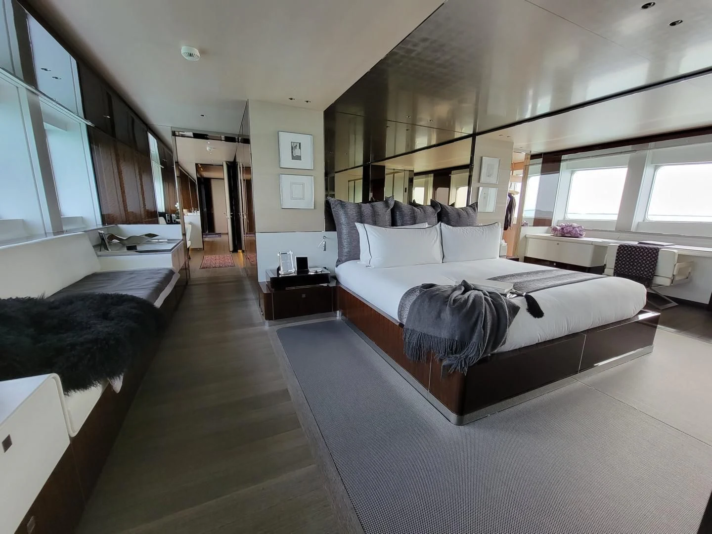 a room with a couple of beds aboard KNIGHT Yacht for Charter