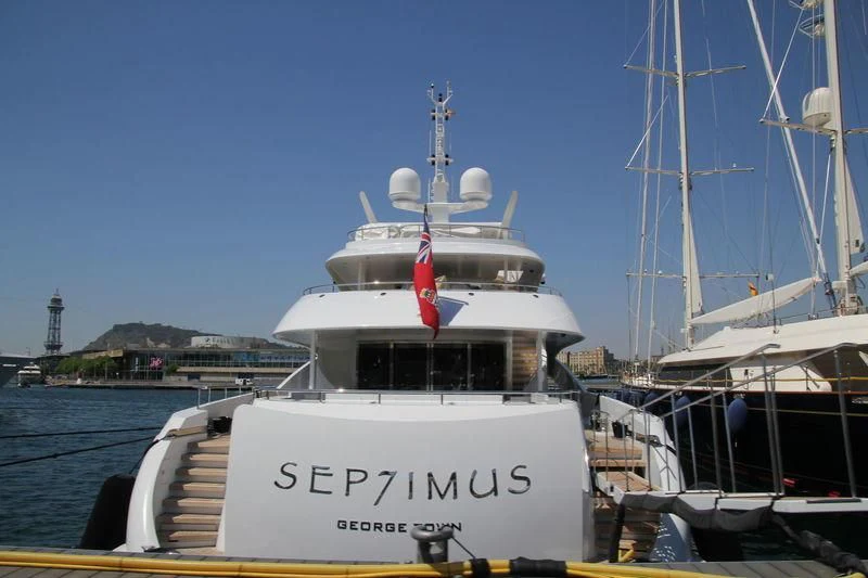 a boat docked at a pier aboard KNIGHT Yacht for Charter