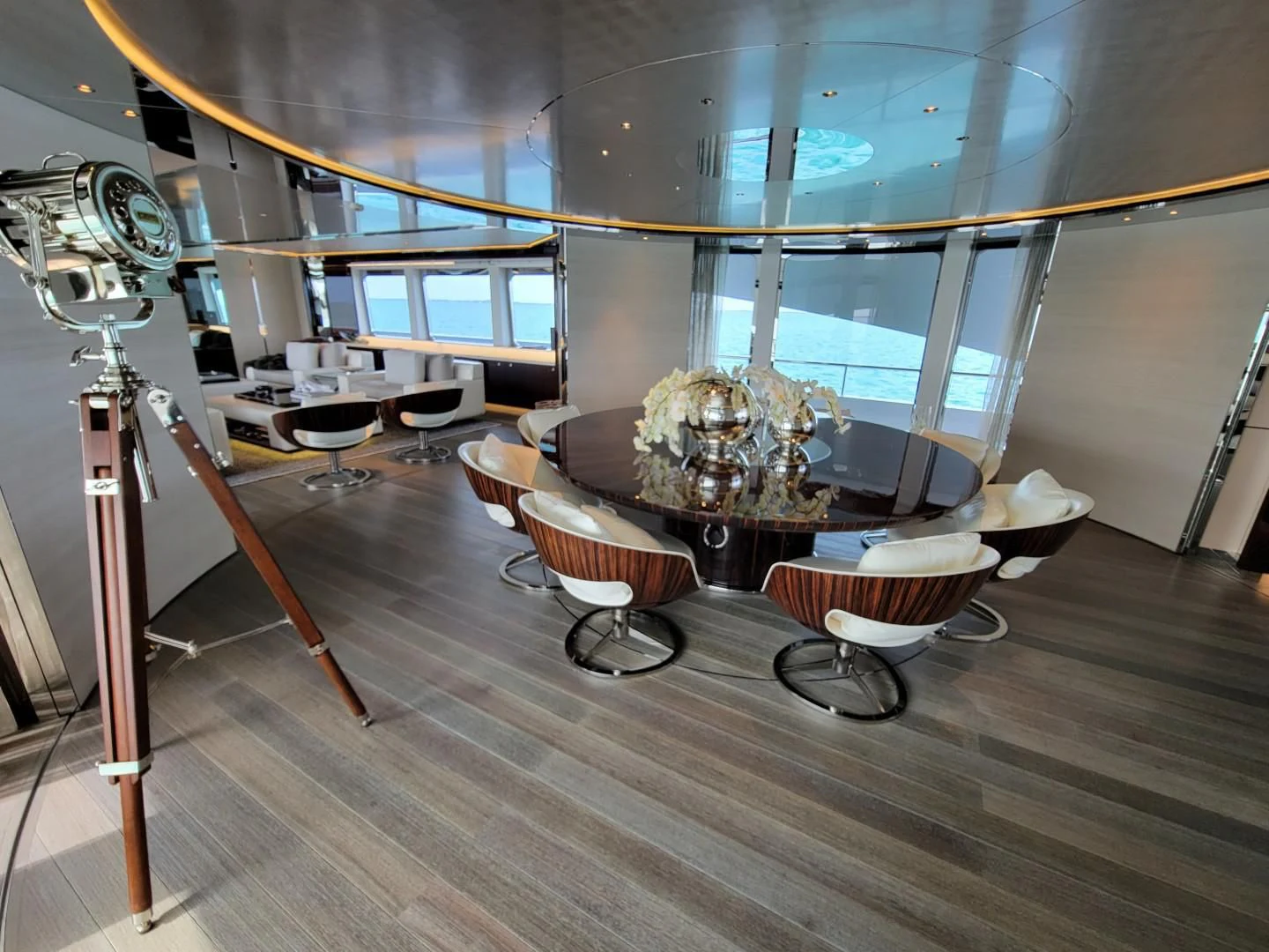 a room with a large mirror aboard KNIGHT Yacht for Charter
