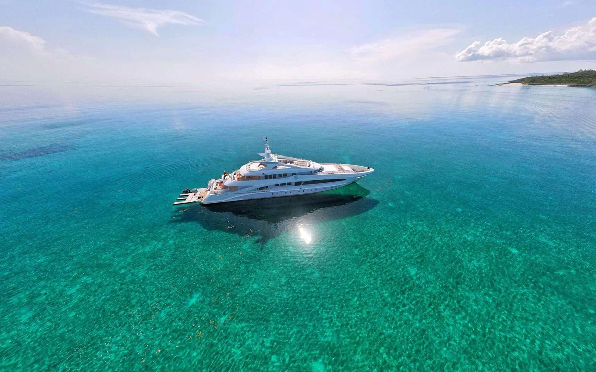 a ship in the water aboard KNIGHT Yacht for Charter