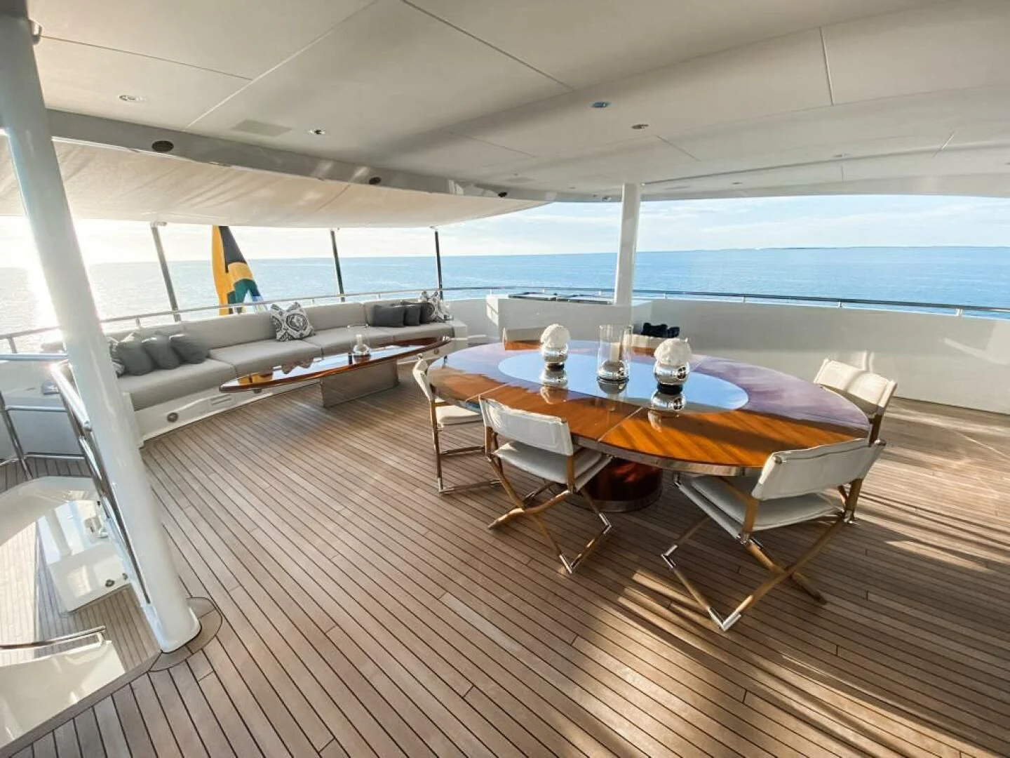 a room with a pool table and chairs aboard KNIGHT Yacht for Charter