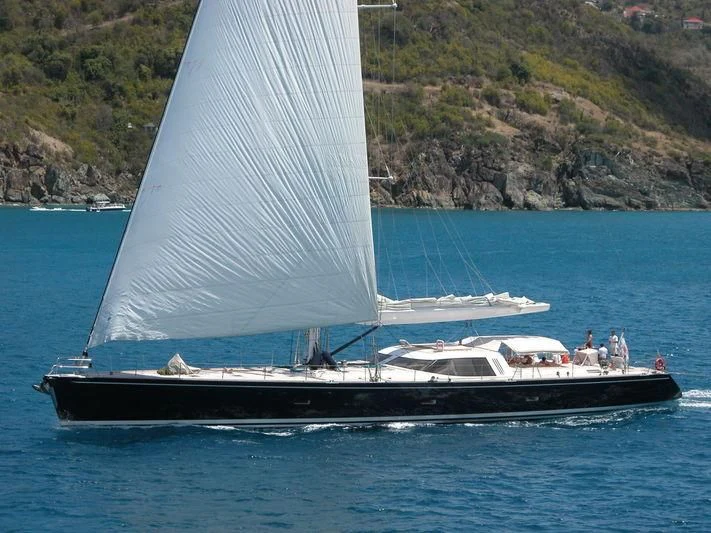 a boat sailing on the water aboard VAIMITI Yacht for Sale
