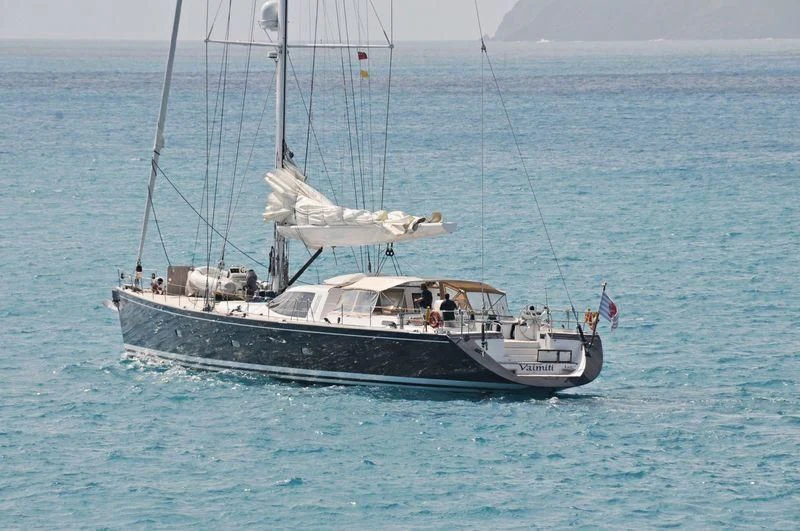 a boat with people on it aboard VAIMITI Yacht for Sale