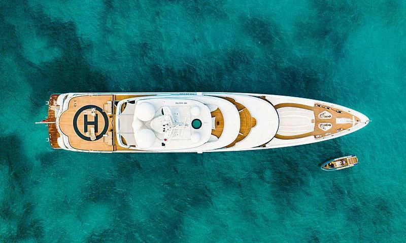 a close-up of a logo aboard NAIA Yacht for Sale